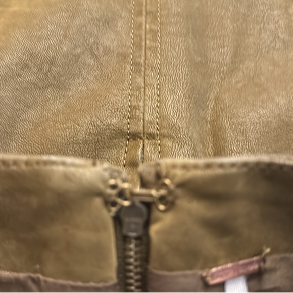 Free People Chestnut brown/ olive faux leather Skirt size 12 - Picture 13 of 15